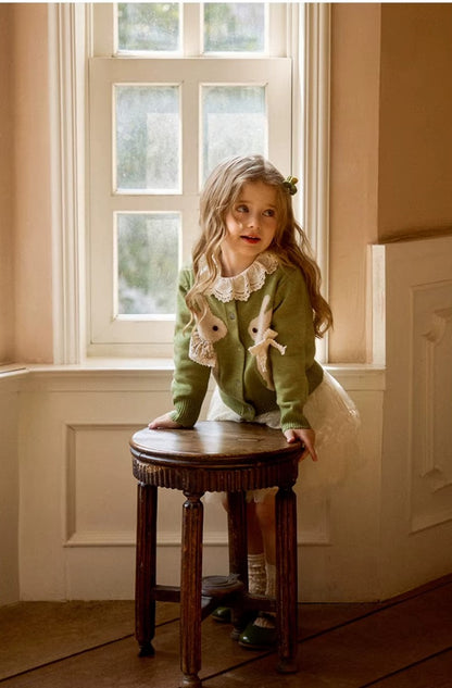 Girls Bunny Knit Cardigan