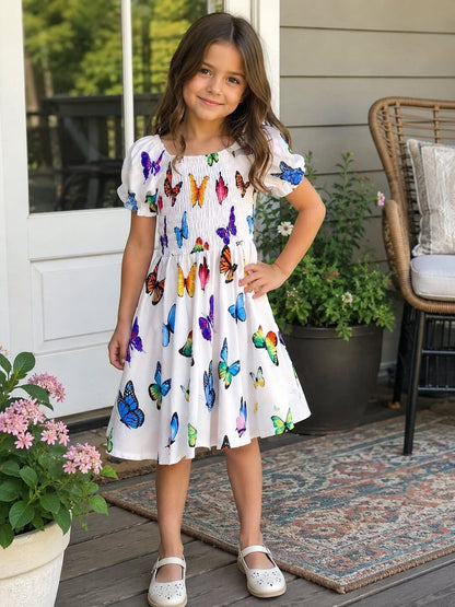 Girls Butterfly Summer Dress