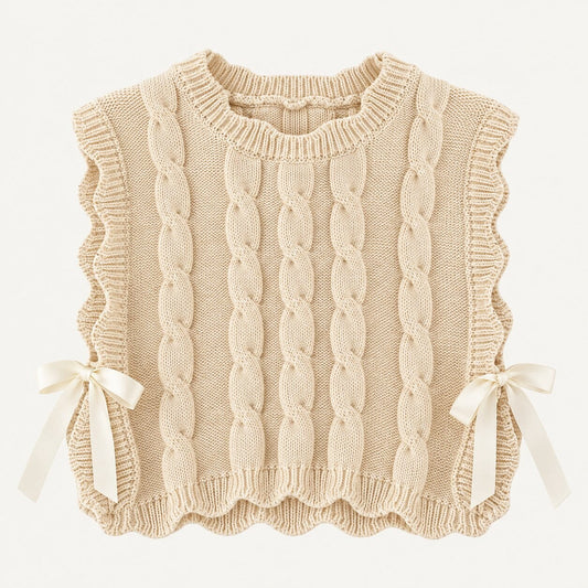 Girls Cable Knit Sweater Vest
