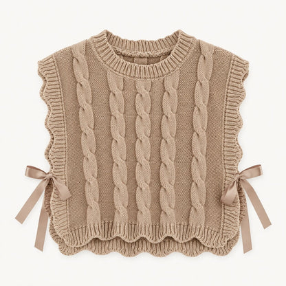 Girls Cable Knit Sweater Vest