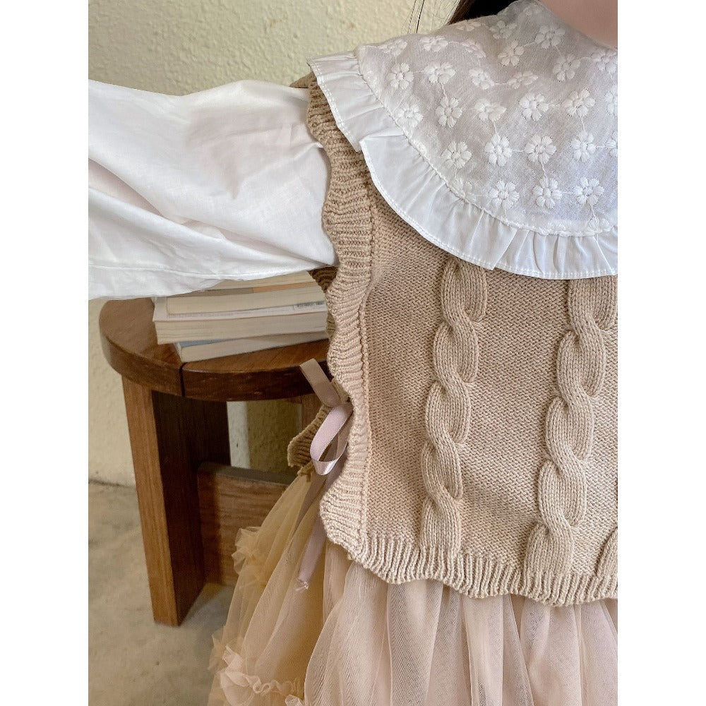 Girls Cable Knit Sweater Vest