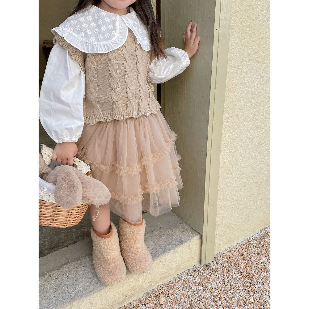 Girls Cable Knit Sweater Vest