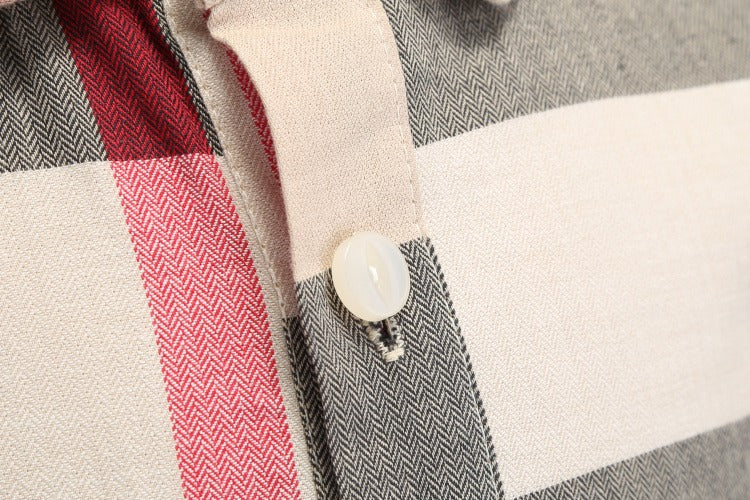Girls Checked Long Sleeve Cotton Dress