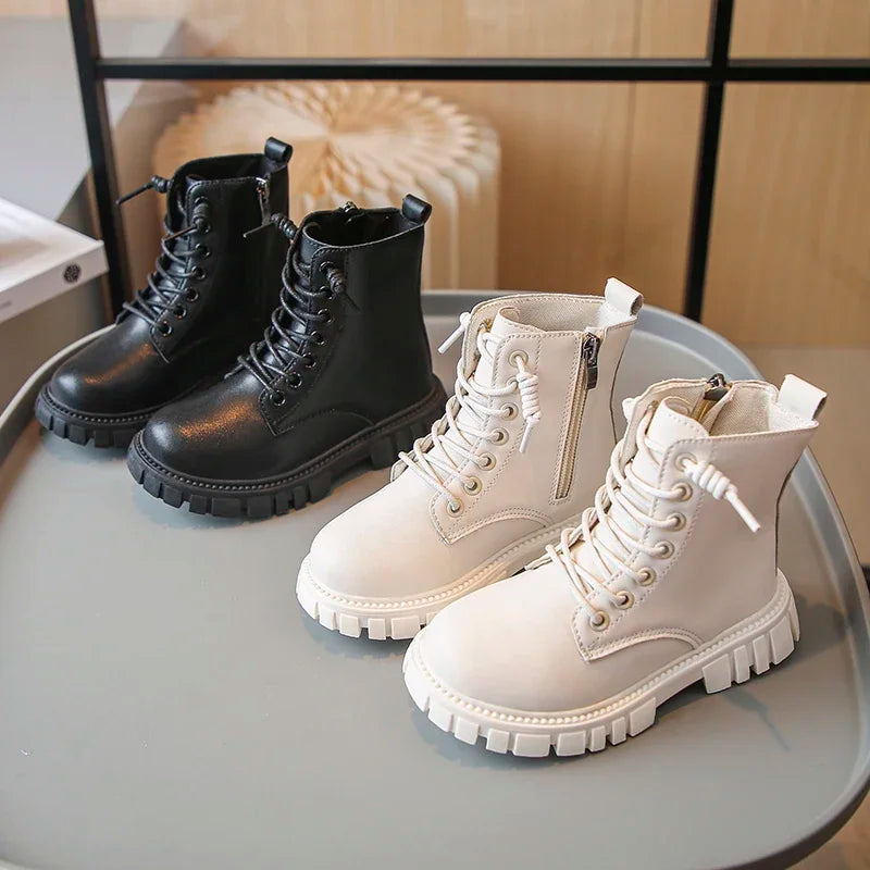 Girls Chunky Lace-Up Boots