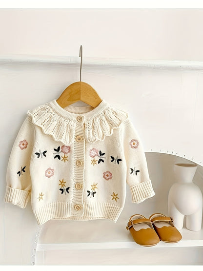 Girls Floral Ruffle Cardigan