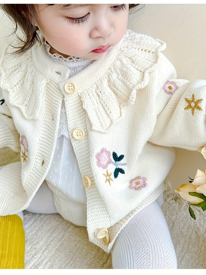 Girls Floral Ruffle Cardigan