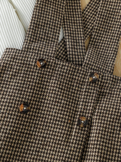 Girls Plaid Pinafore Dress Set