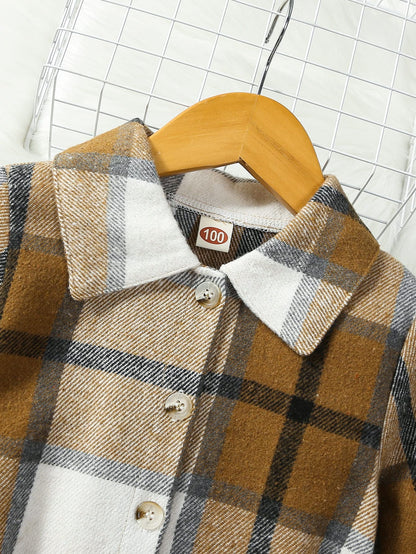 Girls Plaid Shirt Dress with Belt