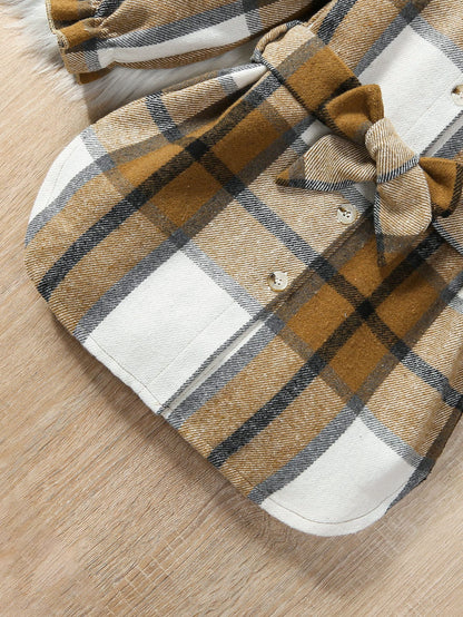 Girls Plaid Shirt Dress with Belt