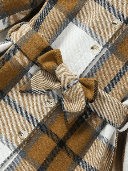 Girls Plaid Shirt Dress with Belt