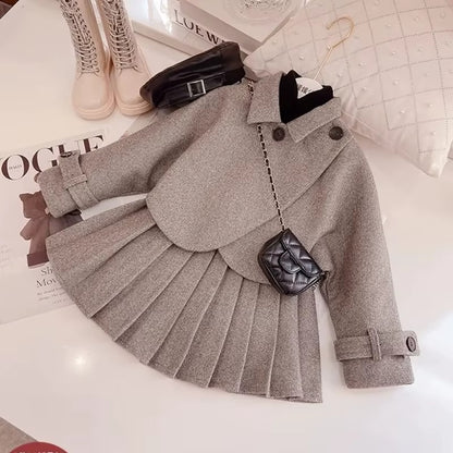Girls Pleated Skirt Outfit Set