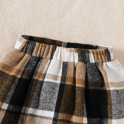Girls Preppy Plaid 3-Piece Skirt Set