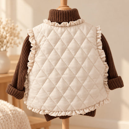 Girls Quilted Ruffle Vest