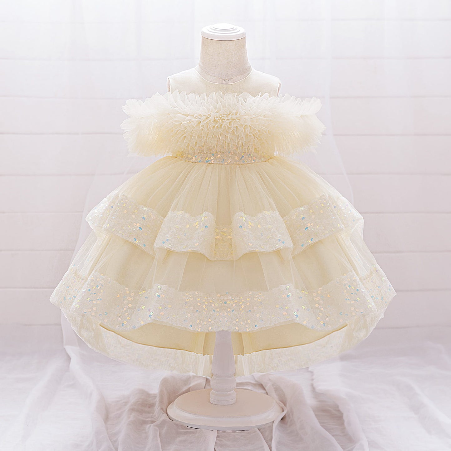 Girls Sequin Birthday Dress – Comfortable High-Low Tulle Dress for Parties & Photos