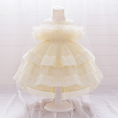 Girls Sequin Birthday Dress – Comfortable High-Low Tulle Dress for Parties & Photos