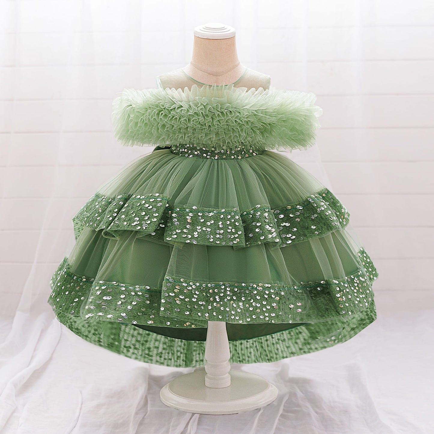Girls Sequin Birthday Dress – Comfortable High-Low Tulle Dress for Parties & Photos