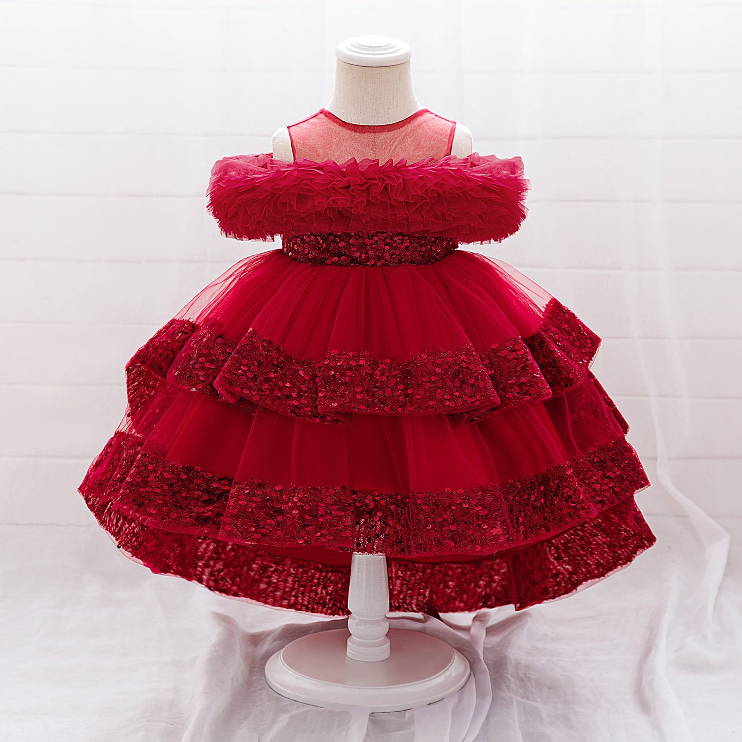 Girls Sequin Birthday Dress – Comfortable High-Low Tulle Dress for Parties & Photos