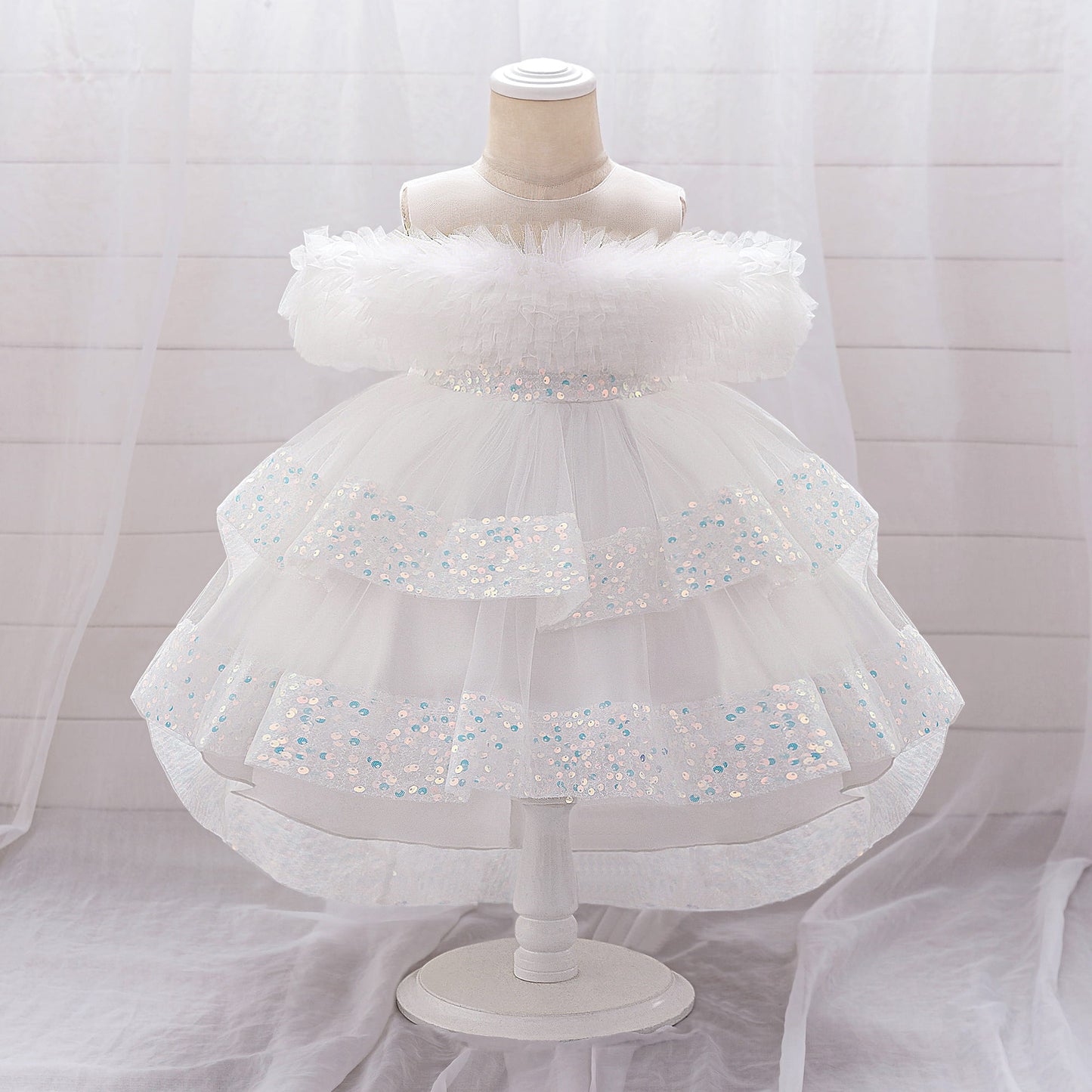 Girls Sequin Birthday Dress – Comfortable High-Low Tulle Dress for Parties & Photos