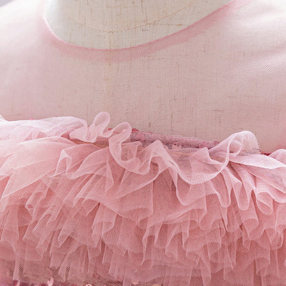 Girls Sequin Birthday Dress – Comfortable High-Low Tulle Dress for Parties & Photos