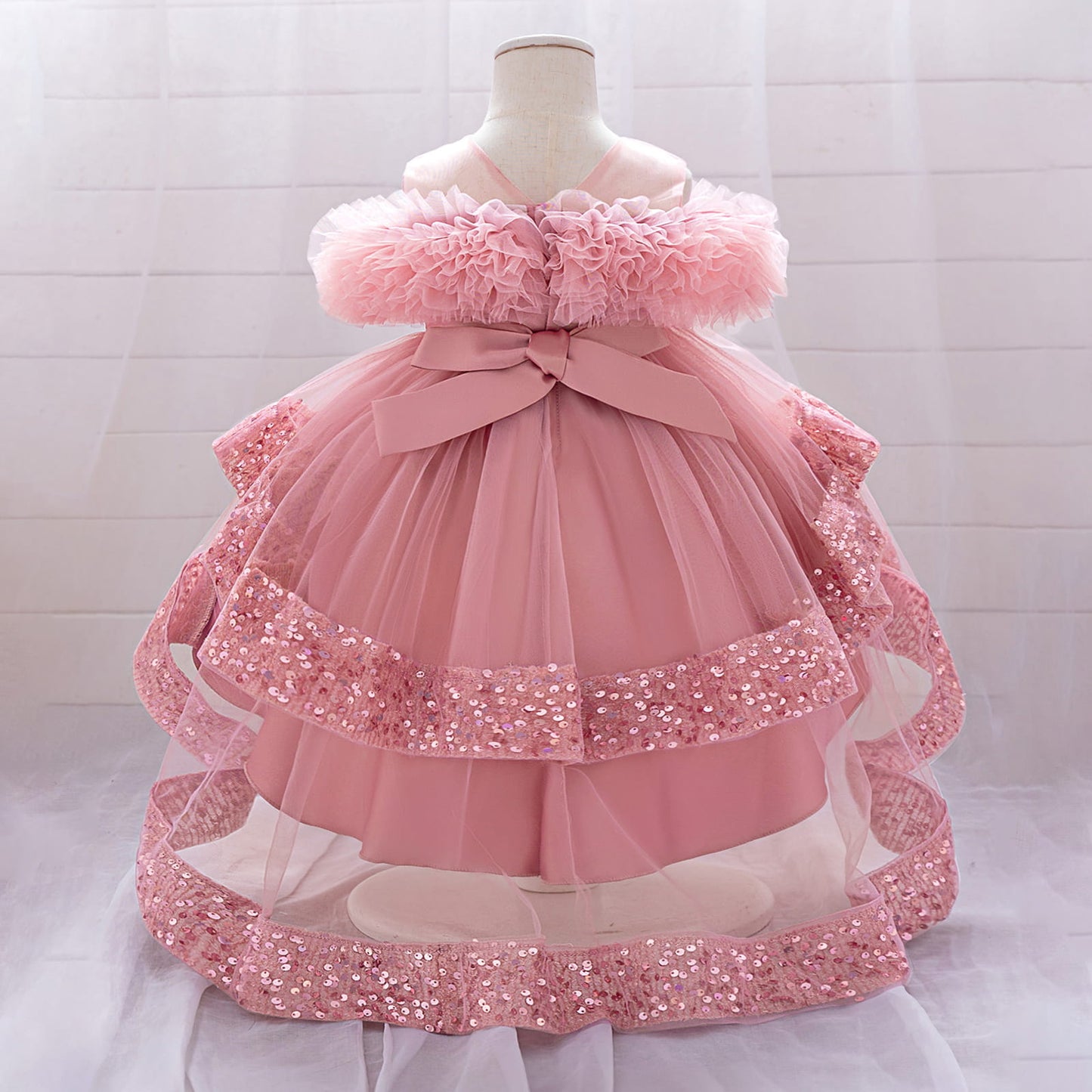 Girls Sequin Birthday Dress – Comfortable High-Low Tulle Dress for Parties & Photos