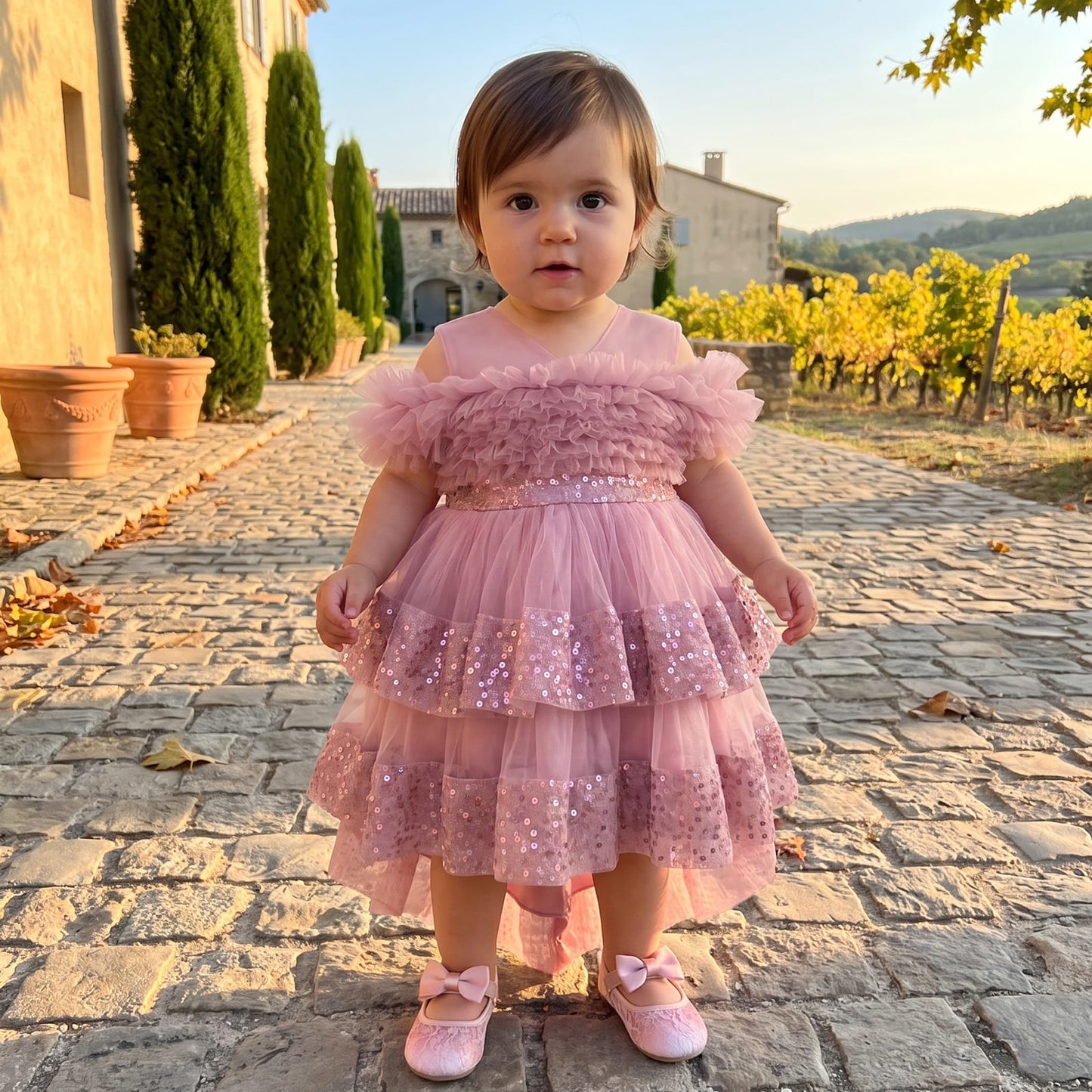 Girls Sequin Birthday Dress – Comfortable High-Low Tulle Dress for Parties & Photos