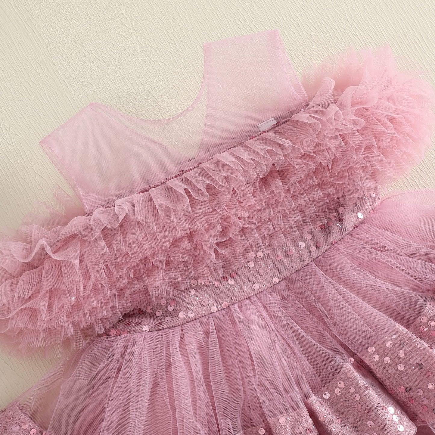 Girls Sequin Birthday Dress – Comfortable High-Low Tulle Dress for Parties & Photos