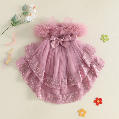 Girls Sequin Birthday Dress – Comfortable High-Low Tulle Dress for Parties & Photos