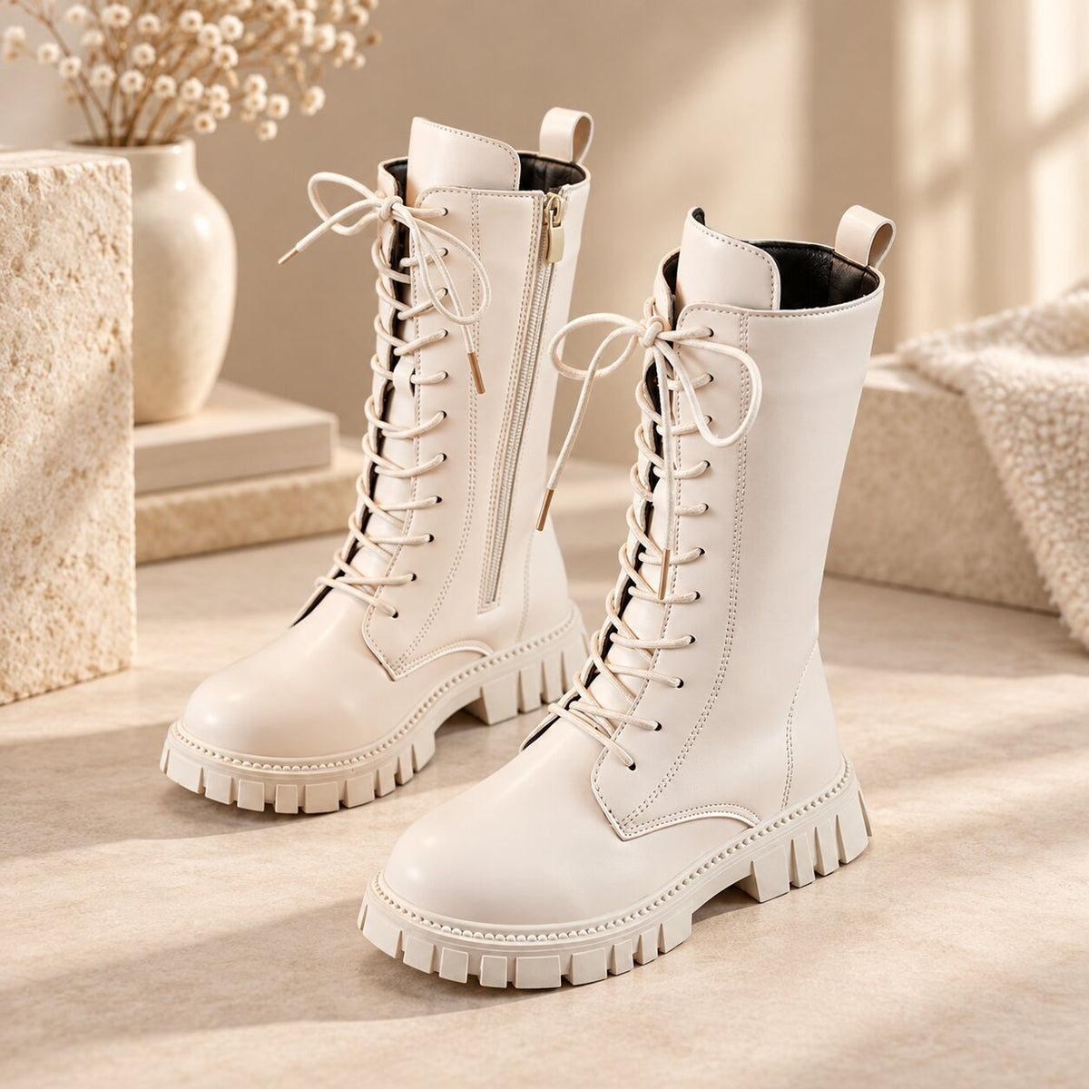 Girls Waterproof Lace-Up Boots