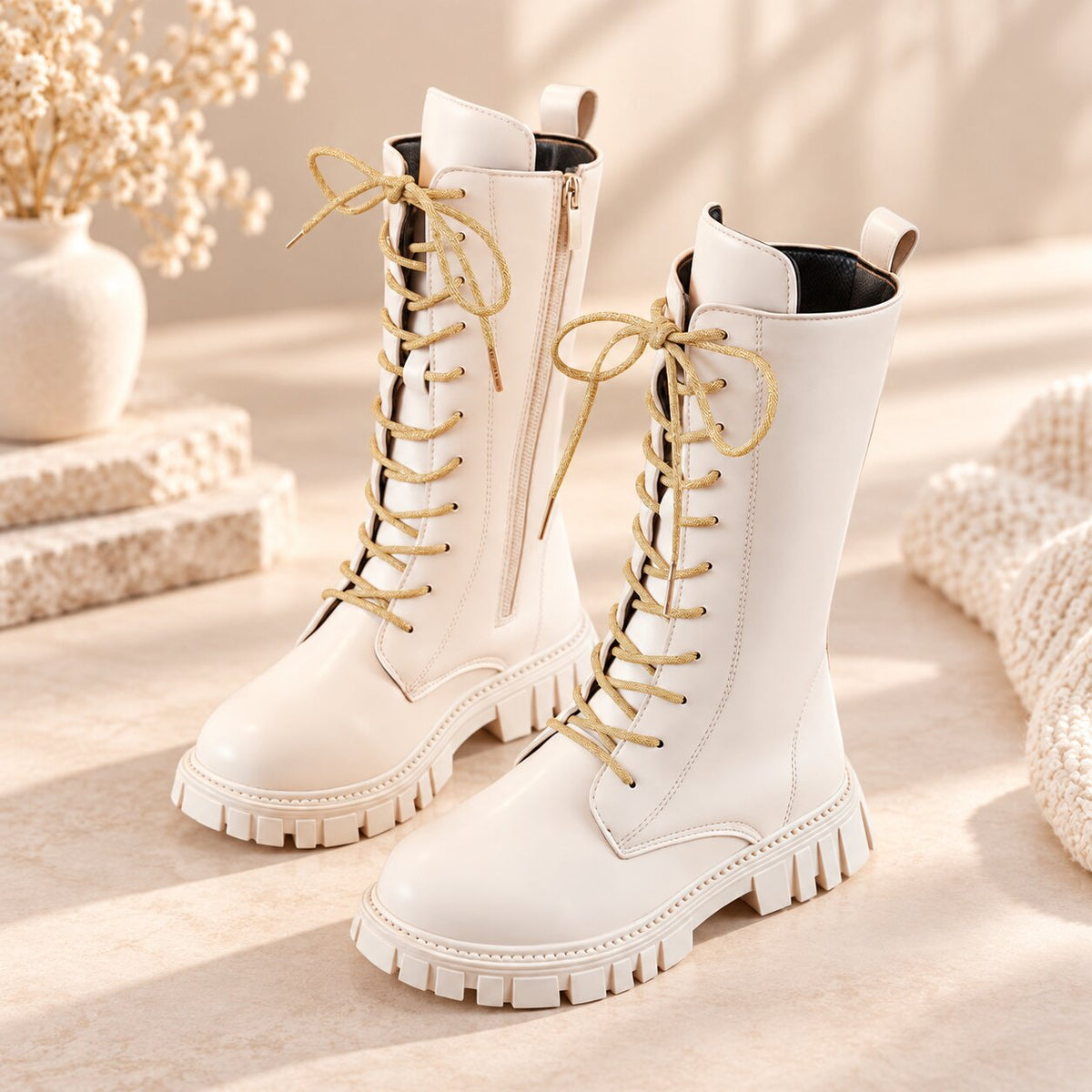Girls Waterproof Lace-Up Boots