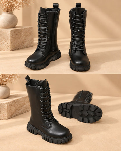 Girls Waterproof Lace-Up Boots