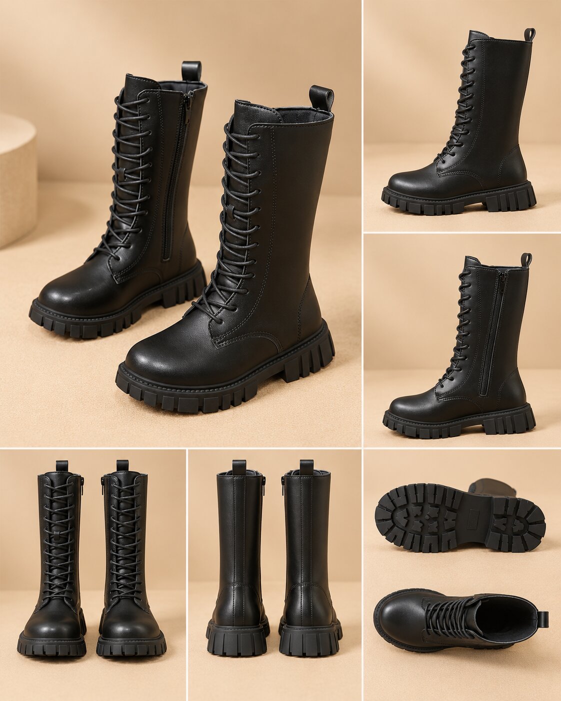 Girls Waterproof Lace-Up Boots