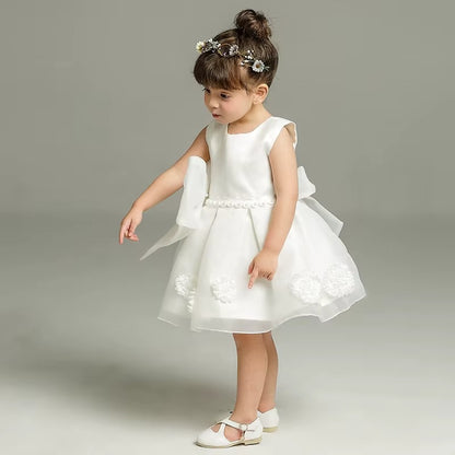 Girls White Flower Girl Dress