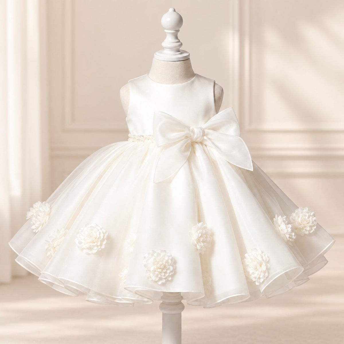 Girls White Flower Girl Dress