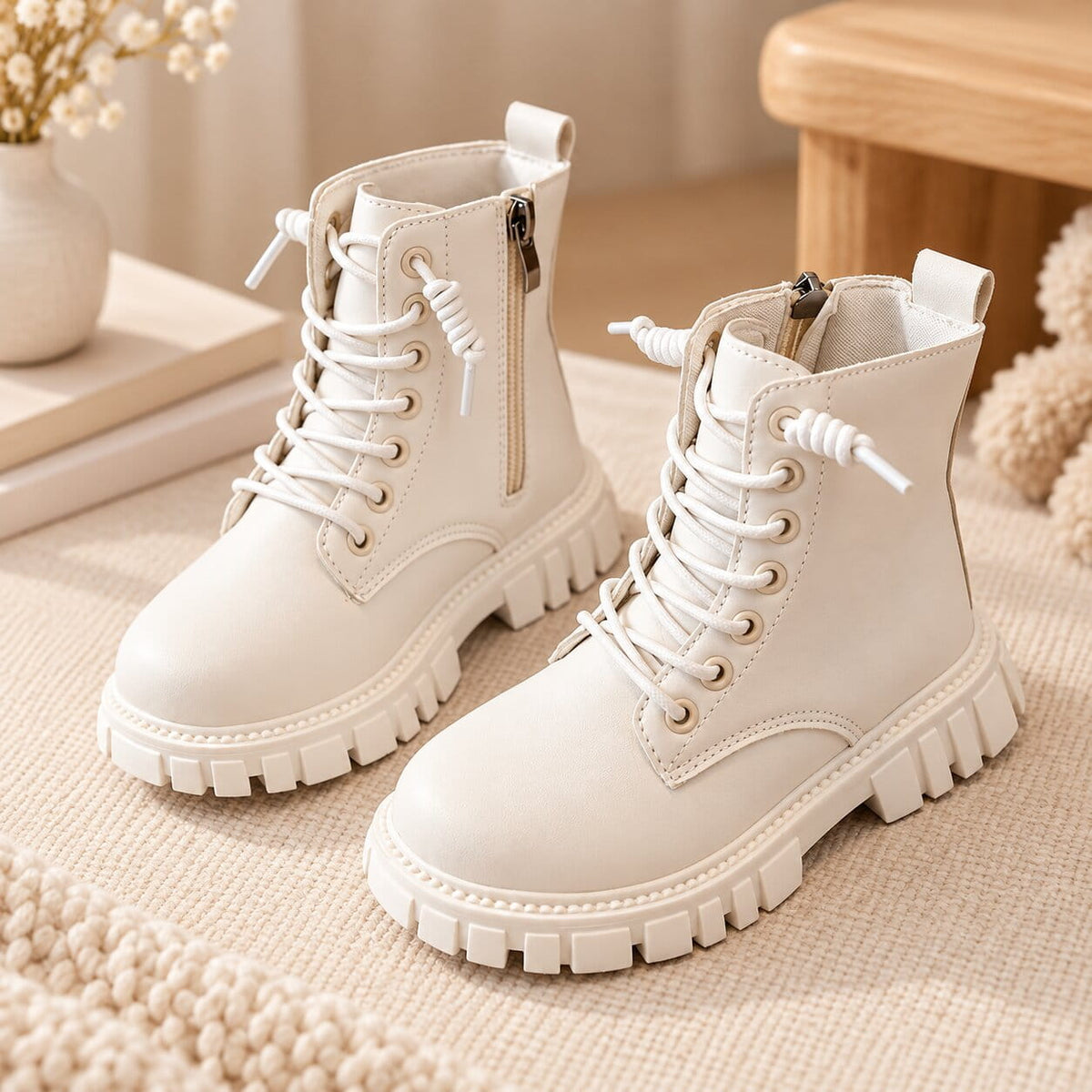 Girls Chunky Lace-Up Boots