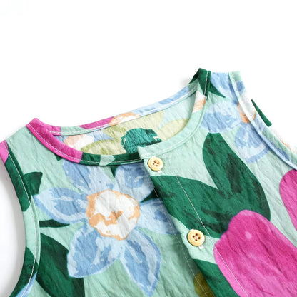 Baby Girl Floral Summer Sleeveless Jumpsuit