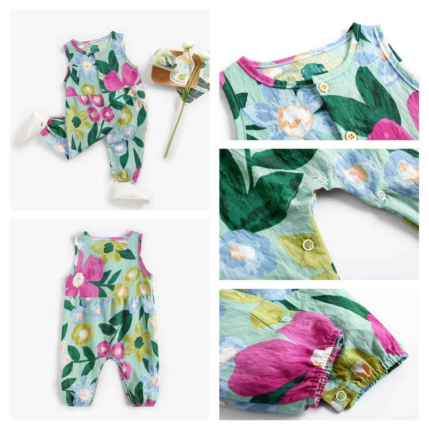 Baby Girl Floral Summer Sleeveless Jumpsuit