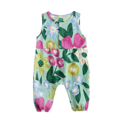 Baby Girl Floral Summer Sleeveless Jumpsuit