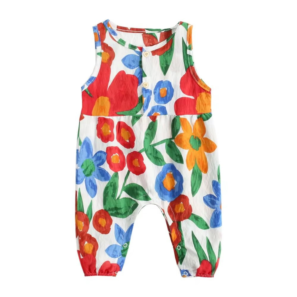 Baby Girl Floral Summer Sleeveless Jumpsuit
