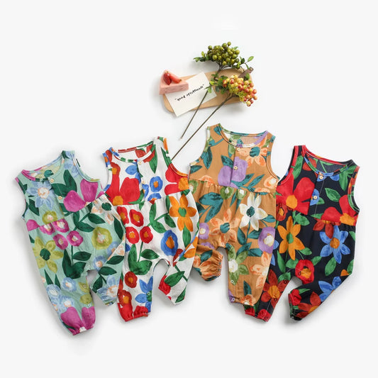 Baby Girl Floral Summer Sleeveless Jumpsuit
