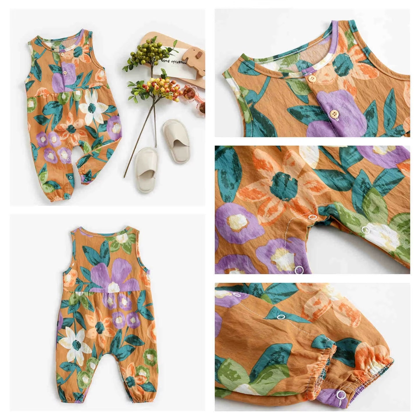 Baby Girl Floral Summer Sleeveless Jumpsuit