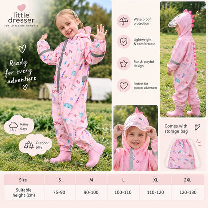 Kids Cartoon Dinosaur Rain Suit