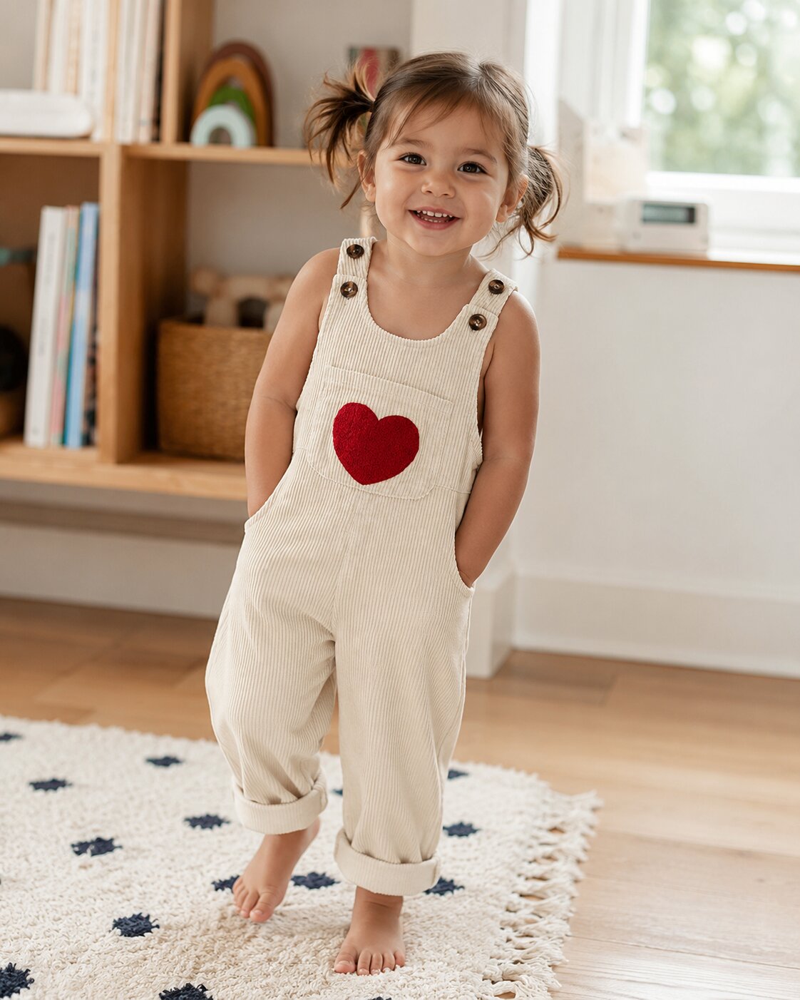 Kids Corduroy Heart Overall