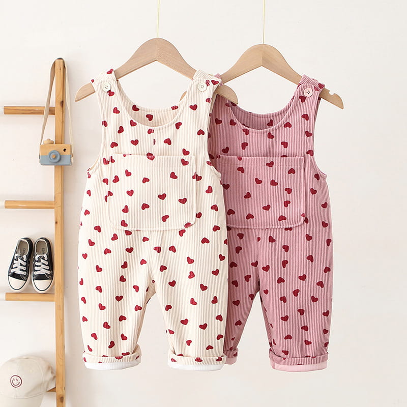 Kids Corduroy Heart Print Overalls
