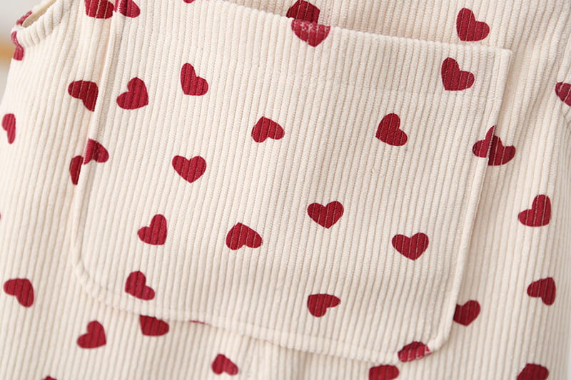 Kids Corduroy Heart Print Overalls