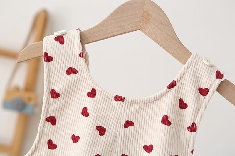 Kids Corduroy Heart Print Overalls