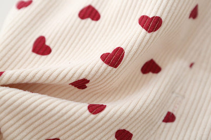 Kids Corduroy Heart Print Overalls