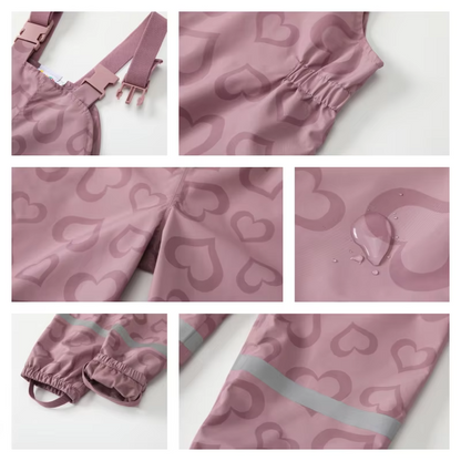 Kids Heart Print Rain Suit