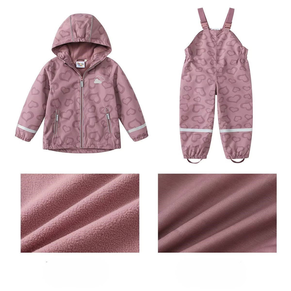 Kids Heart Print Rain Suit
