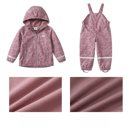 Kids Heart Print Rain Suit