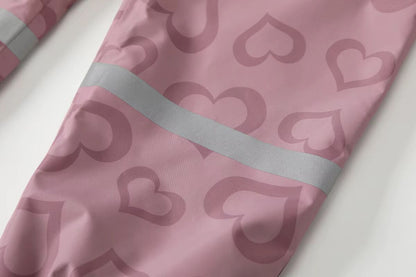 Kids Heart Print Rain Suit